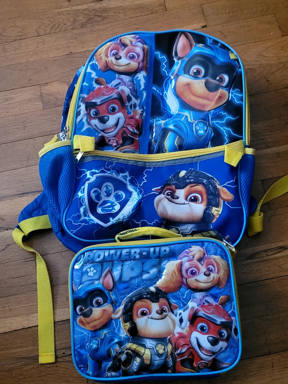 Paw Patrol Blue and Yellow Kids Backpack with Matching Lunchbox